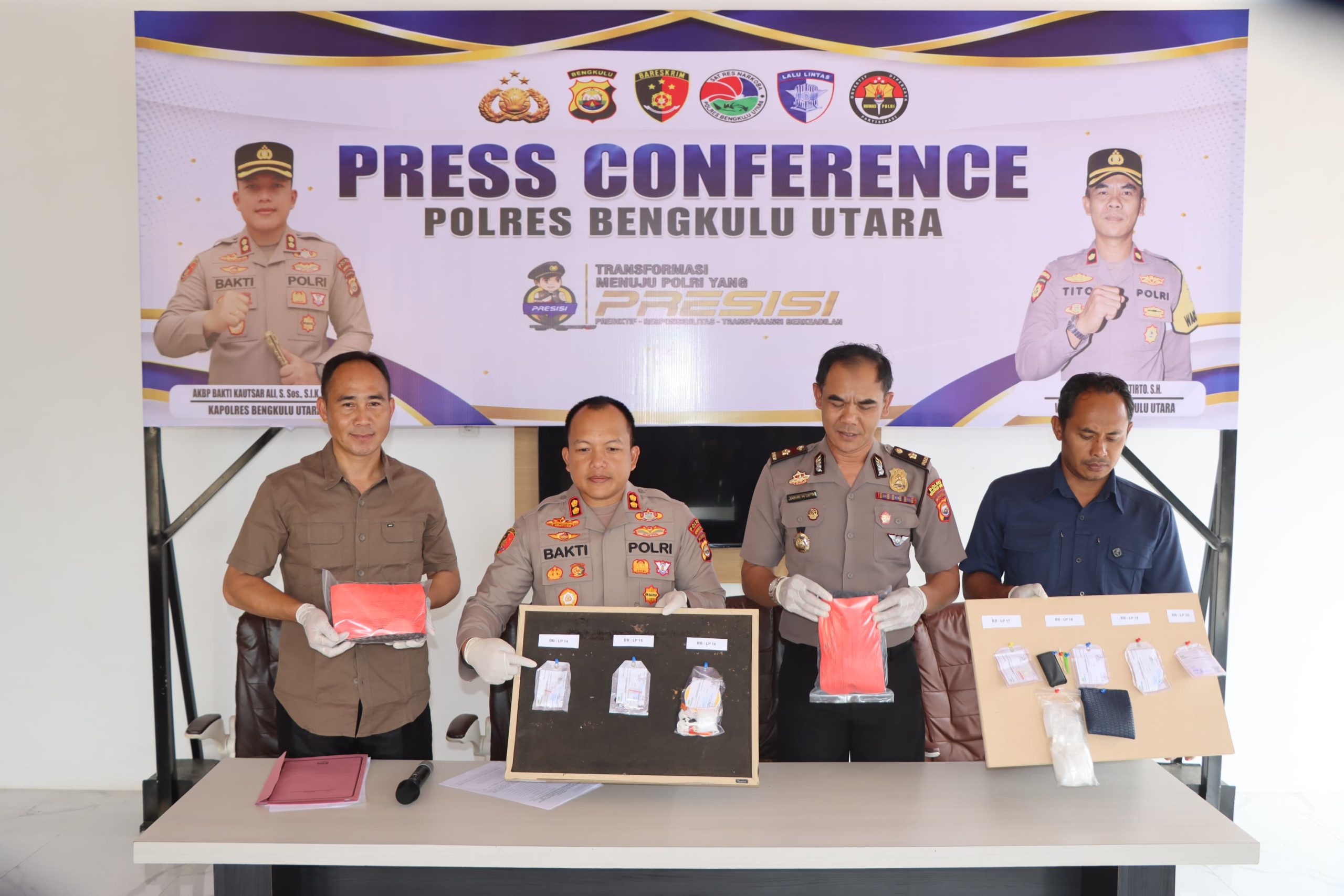 Polres Bengkulu Utara Ungkap 7 Kasus Narkoba, 7 Tersangka dan 10,59 Gram Sabu Diamankan